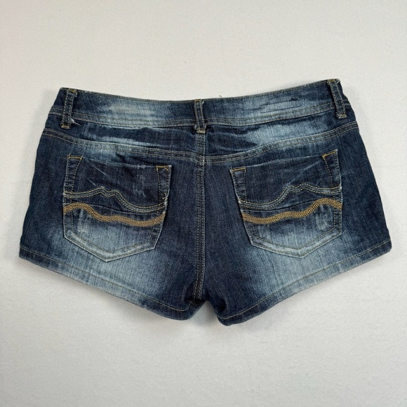 Hot Kiss Cici Jean Short American Flag Juniors Size 9 Dark Wash Denim Distressed - Picture 10 of 10